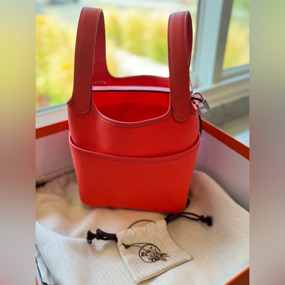 NEW Hermes Toile Goeland Swift Cargo Picotin Lock 18 Orange Field - Picture 6 of 11